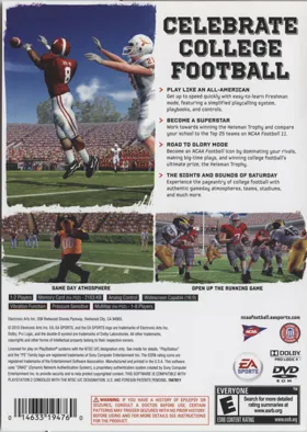 NCAA Football 11 box cover back